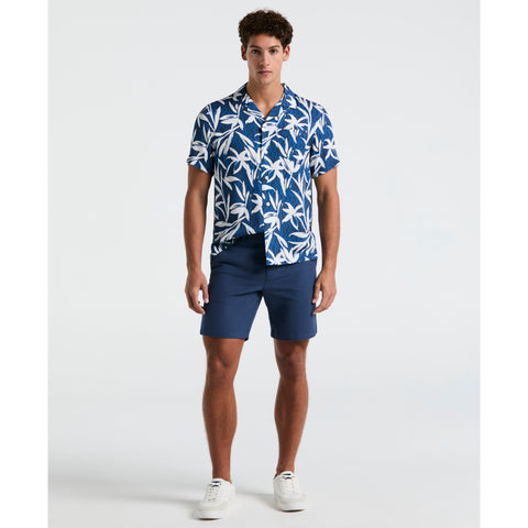 Wave Floral Print Camp Shirt (Blue Quartz) 