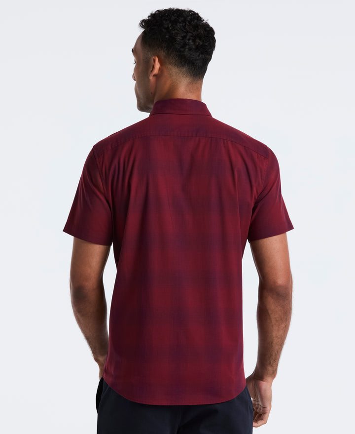 Stretch Tonal Plaid Shirt (Cabernet) 