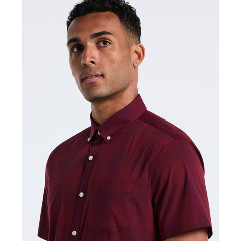 Stretch Tonal Plaid Shirt (Cabernet) 