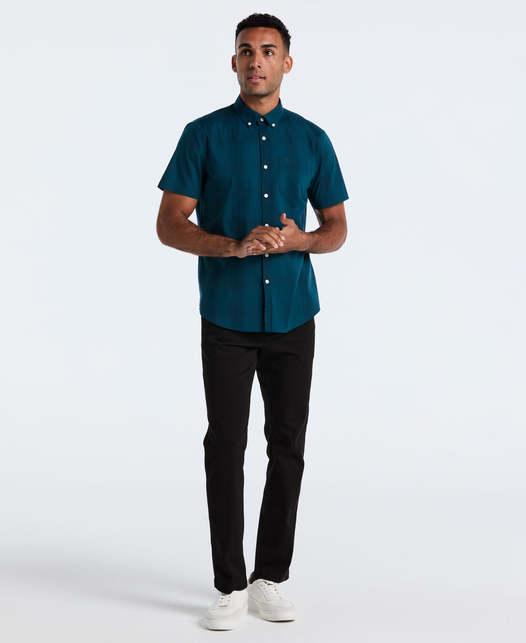 Stretch Tonal Plaid Shirt (Reflecting Pond) 