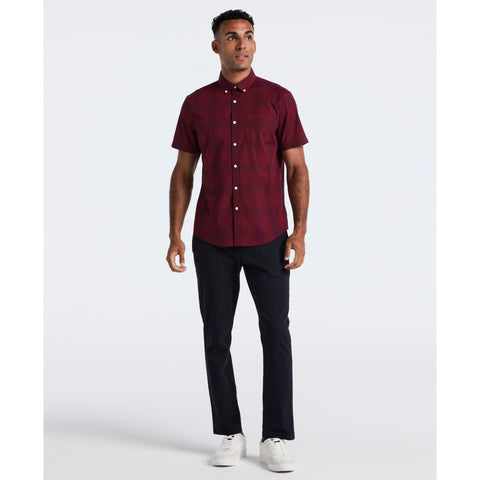 Stretch Tonal Plaid Shirt (Cabernet) 