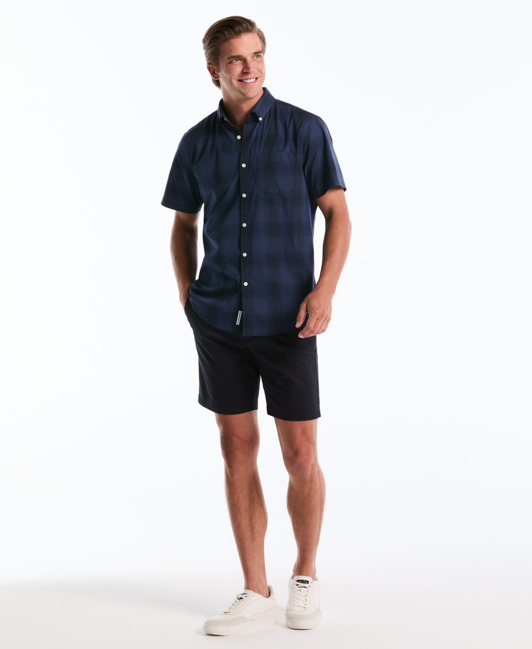 Stretch Tonal Plaid Shirt (Sargasso Sea) 