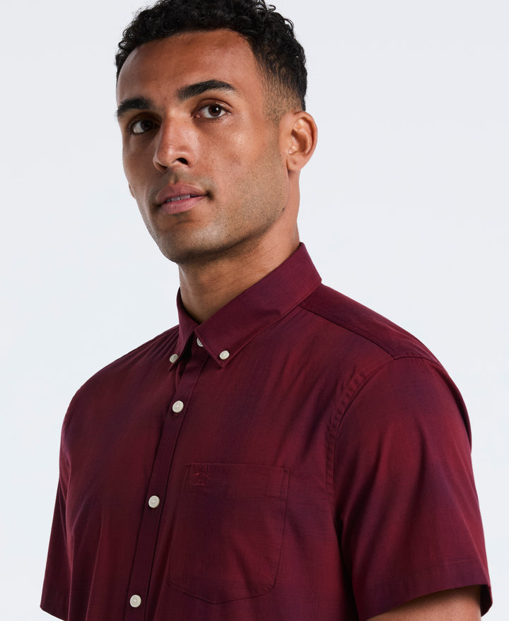 Stretch Tonal Plaid Shirt (Cabernet) 