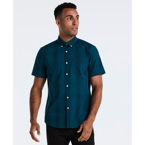 Stretch Tonal Plaid Shirt (Reflecting Pond) 