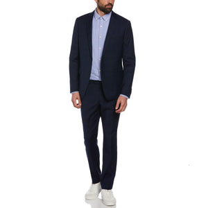 Windowpane Linen Blend Blazer  (Navy) 