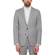 Light Grey Windowpane Plaid Wool Blend Two Piece Suit (Light Grey) 
