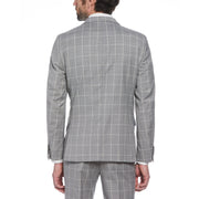 Light Grey Windowpane Plaid Wool Blend Two Piece Suit (Light Grey) 