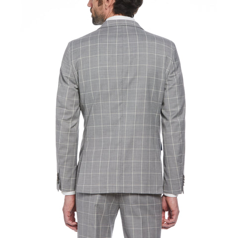 Light Grey Windowpane Plaid Wool Blend Two Piece Suit (Light Grey) 