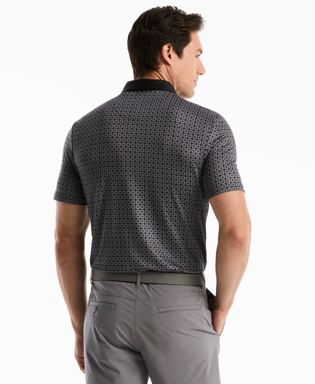 Windowpane Print Polo (Caviar) 