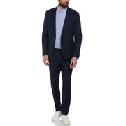 Windowpane Linen Blend Blazer  (Navy) 