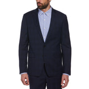 Windowpane Linen Blend Blazer  (Navy) 