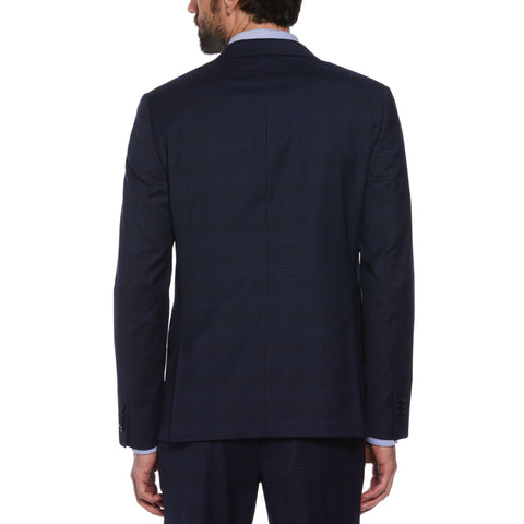 Windowpane Linen Blend Blazer  (Navy) 