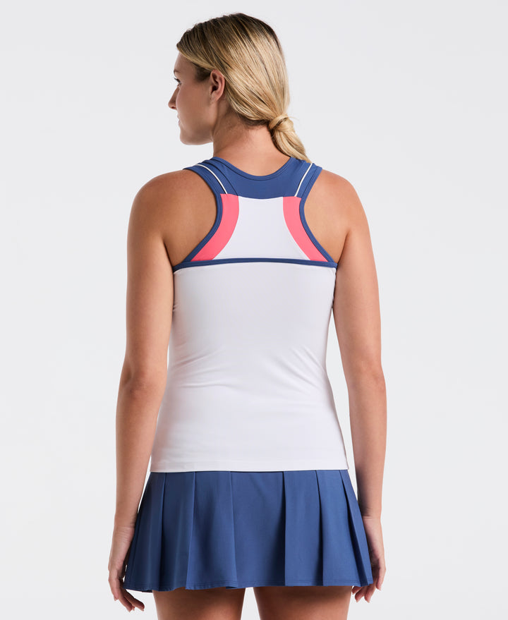 Women's Color Block Tennis Tank (Bright White) 