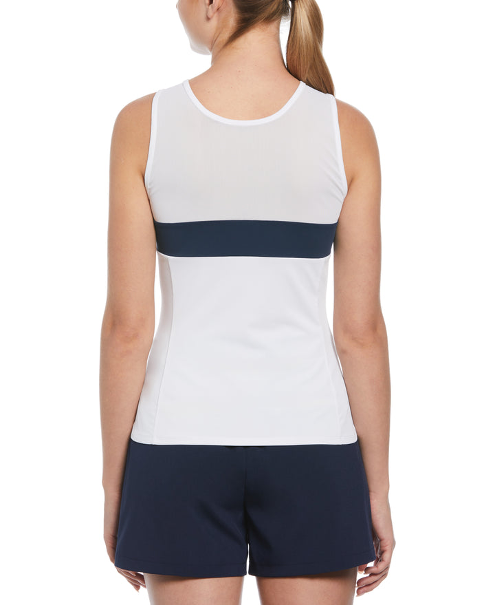 Women's Color Block Tennis Tank (Bright White) 