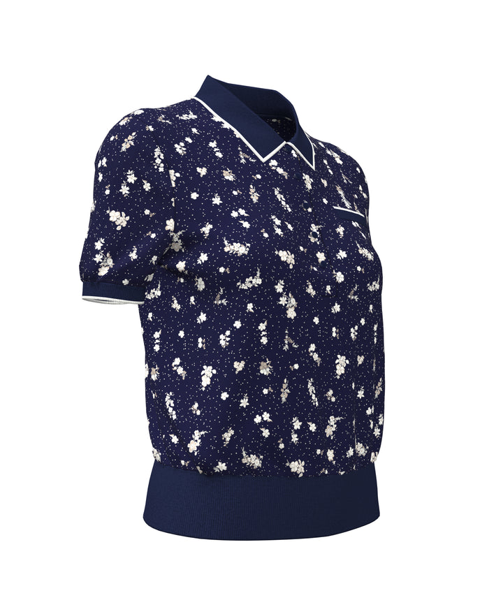 Women's Floral Golf Sweater Polo (Black Iris) 