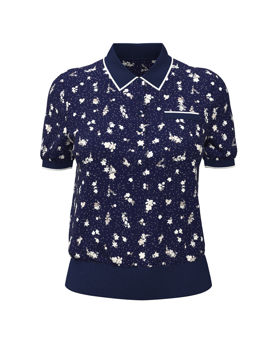 Women's Floral Golf Sweater Polo (Black Iris) 