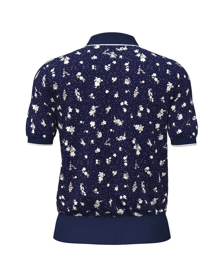 Women's Floral Golf Sweater Polo (Black Iris) 