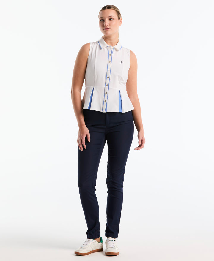 Women's Peplum Blocked Golf Polo (Bright White) 