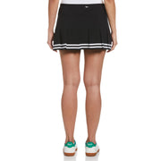 Women's 13" Contrast Hem Pleated Tennis Skort (Caviar) 