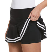 Women's 13" Contrast Hem Pleated Tennis Skort (Caviar) 