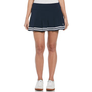 Women's 13" Contrast Hem Pleated Tennis Skort (Black Iris/Bright Wh) 