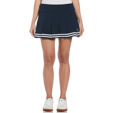 Women's 13" Contrast Hem Pleated Tennis Skort (Black Iris/Bright Wh) 