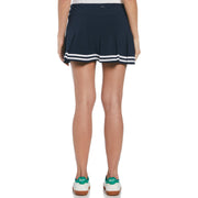 Women's 13" Contrast Hem Pleated Tennis Skort (Black Iris/Bright Wh) 