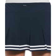 Women's 13" Contrast Hem Pleated Tennis Skort (Black Iris/Bright Wh) 