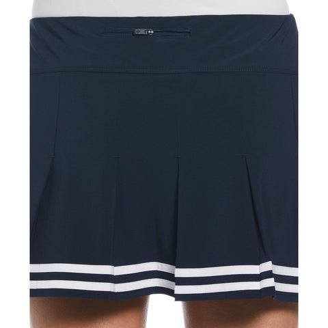 Women's 13" Contrast Hem Pleated Tennis Skort (Black Iris/Bright Wh) 
