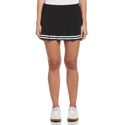 Women's 13" Contrast Hem Pleated Tennis Skort (Caviar) 