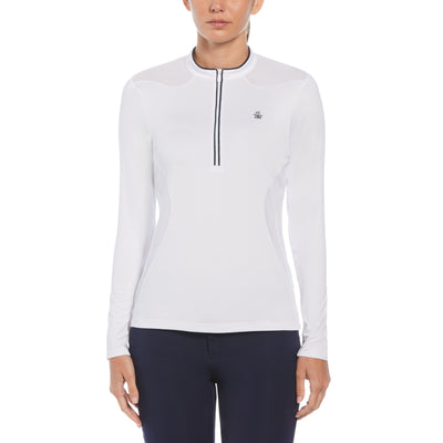 1/4 Zip Layering Long Sleeve Golf Shirt (Bright White) 
