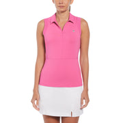 1/4 Zip Mesh Block Sleeveless Golf Polo Shirt (Cheeky Pink) 