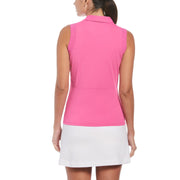 1/4 Zip Mesh Block Sleeveless Golf Polo Shirt (Cheeky Pink) 