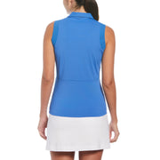 1/4 Zip Mesh Block Sleeveless Golf Polo Shirt (Nebulas Blue) 