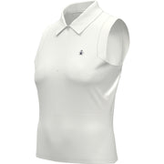 1/4 Zip Mesh Block Sleeveless Golf Polo Shirt (Bright White) 