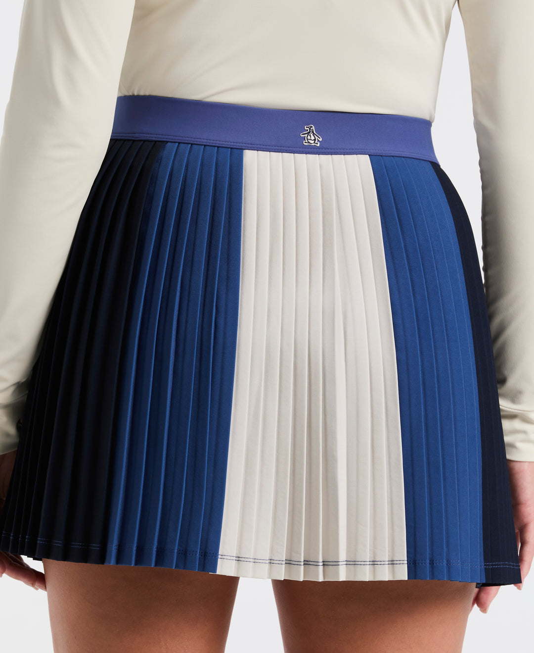 Women's 16" Micro Pleated Colorblock Skort (True Navy) 