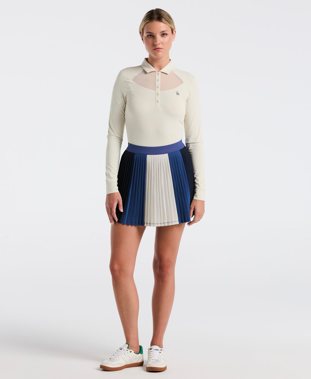 Women's 16" Micro Pleated Colorblock Skort (True Navy) 