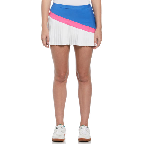Women's Asymmetrical Color Block Pleated Tennis Skort (Nebulas Blue) 