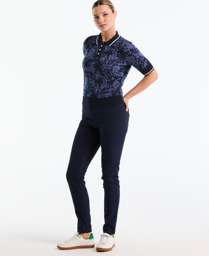 Botanical Jacquard Sweater Polo (Black Iris) 