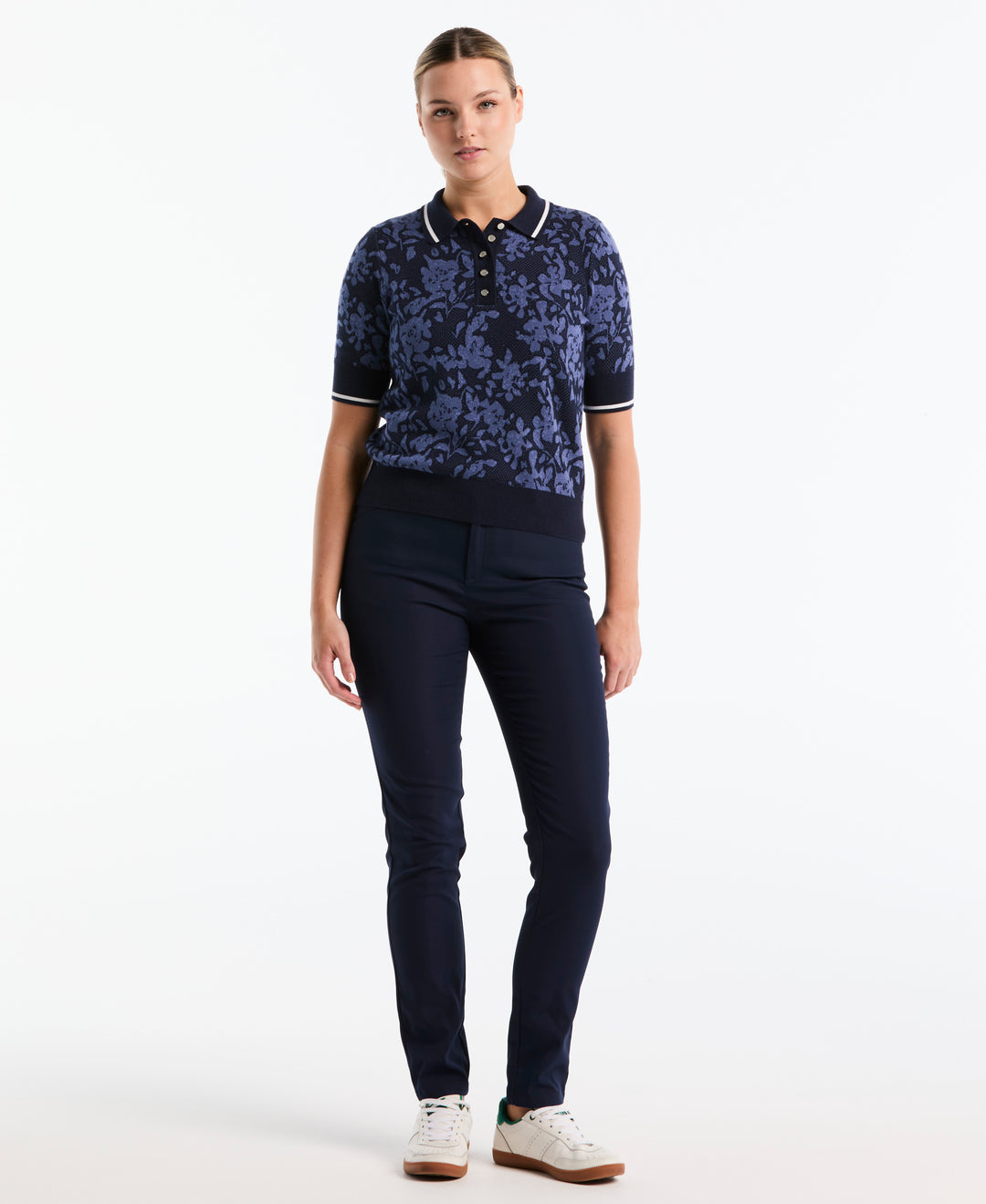 Botanical Jacquard Sweater Polo (Black Iris) 