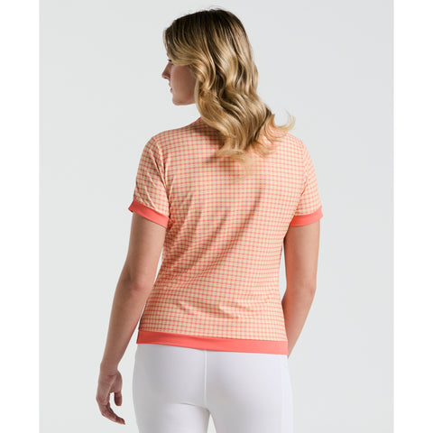 Women's Pete's Bow Tie Coloe Block Polo  (Coral Quartz) 