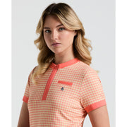 Women's Pete's Bow Tie Coloe Block Polo  (Coral Quartz) 