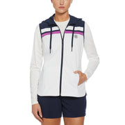 Color Block Hooded Full Zip Vest (Bright White) 