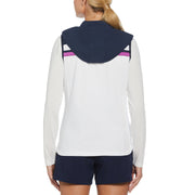 Color Block Hooded Full Zip Vest (Bright White) 