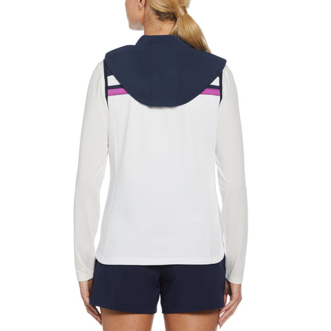 Color Block Hooded Full Zip Vest (Bright White) 