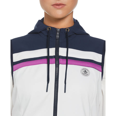 Color Block Hooded Full Zip Vest (Bright White) 