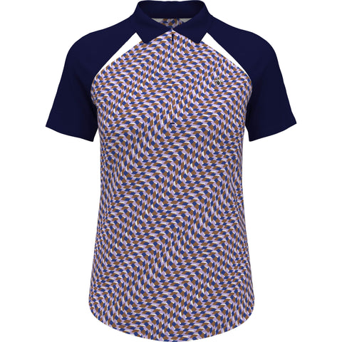 Color Block Optical Print Polo (Black Iris) 