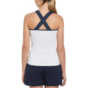 Color Block Quarter Zip Tennis Tank Top (Bright White) 