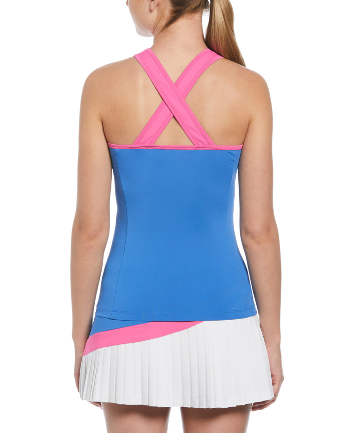Color Block Quarter Zip Tennis Tank Top (Nebulas Blue) 