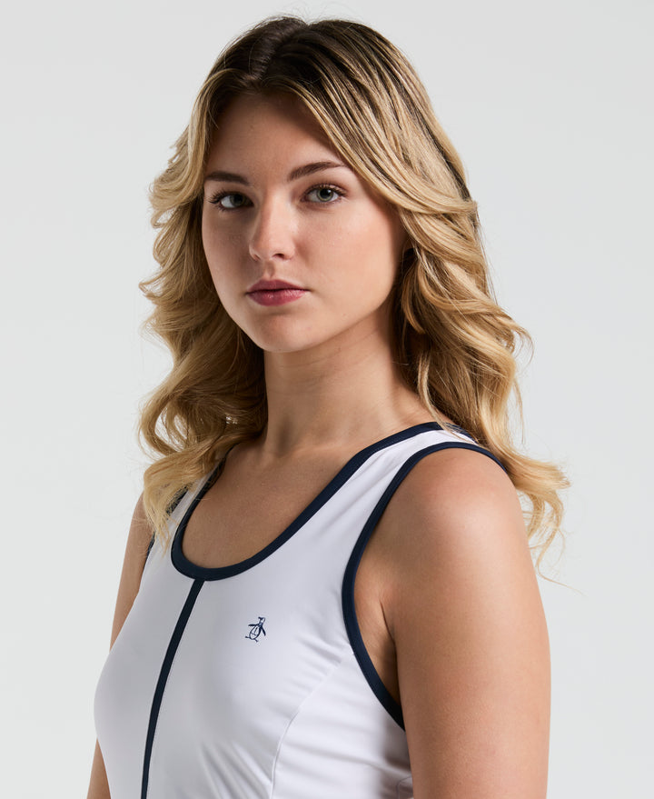 Women's Colour Block Tennis Dress (Bright White) 